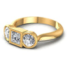 Princess and Round Diamonds 1.10CT Three Stone Ring in 14KT Rose Gold