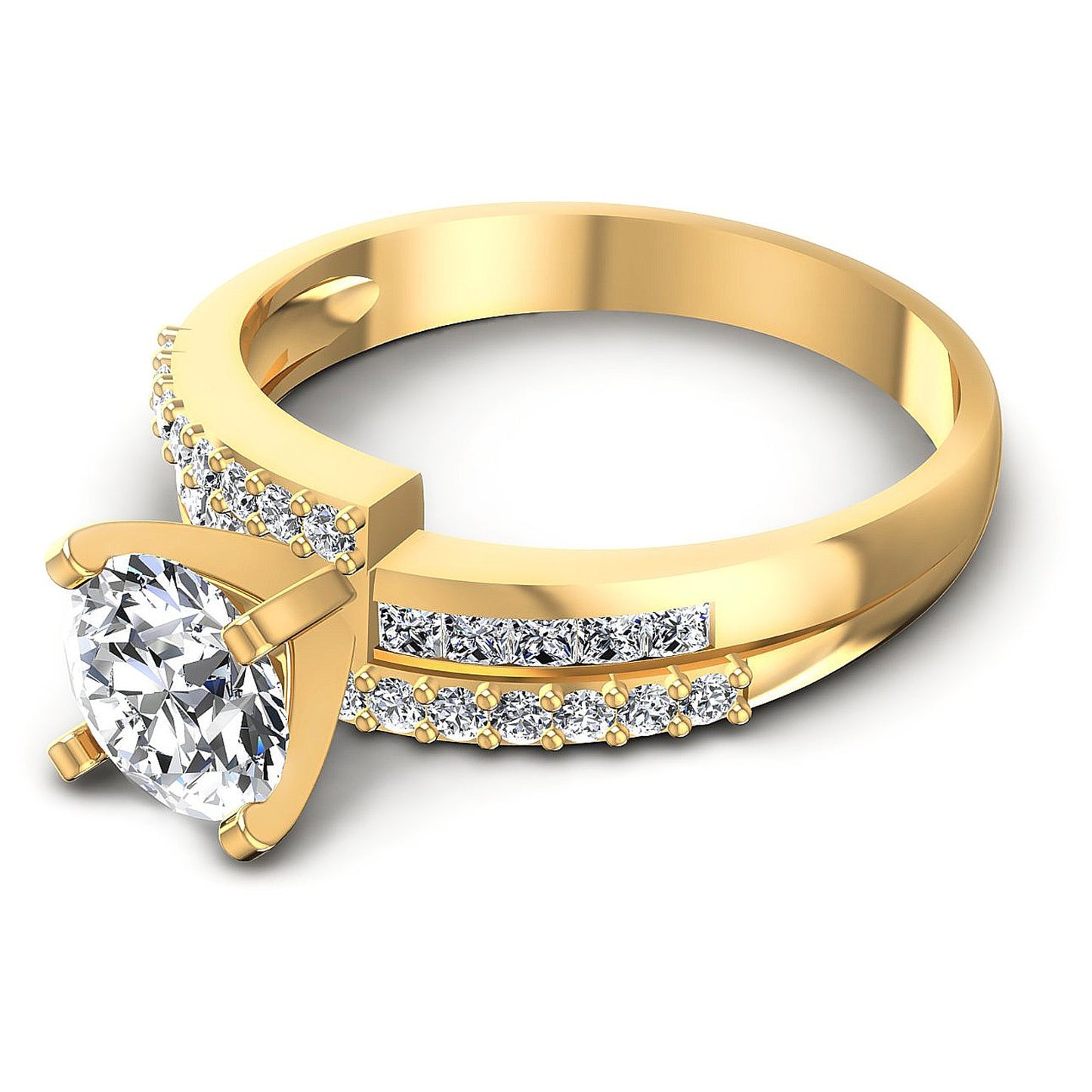 0.95CT Round And Princess Cut Diamonds Engagement Rings