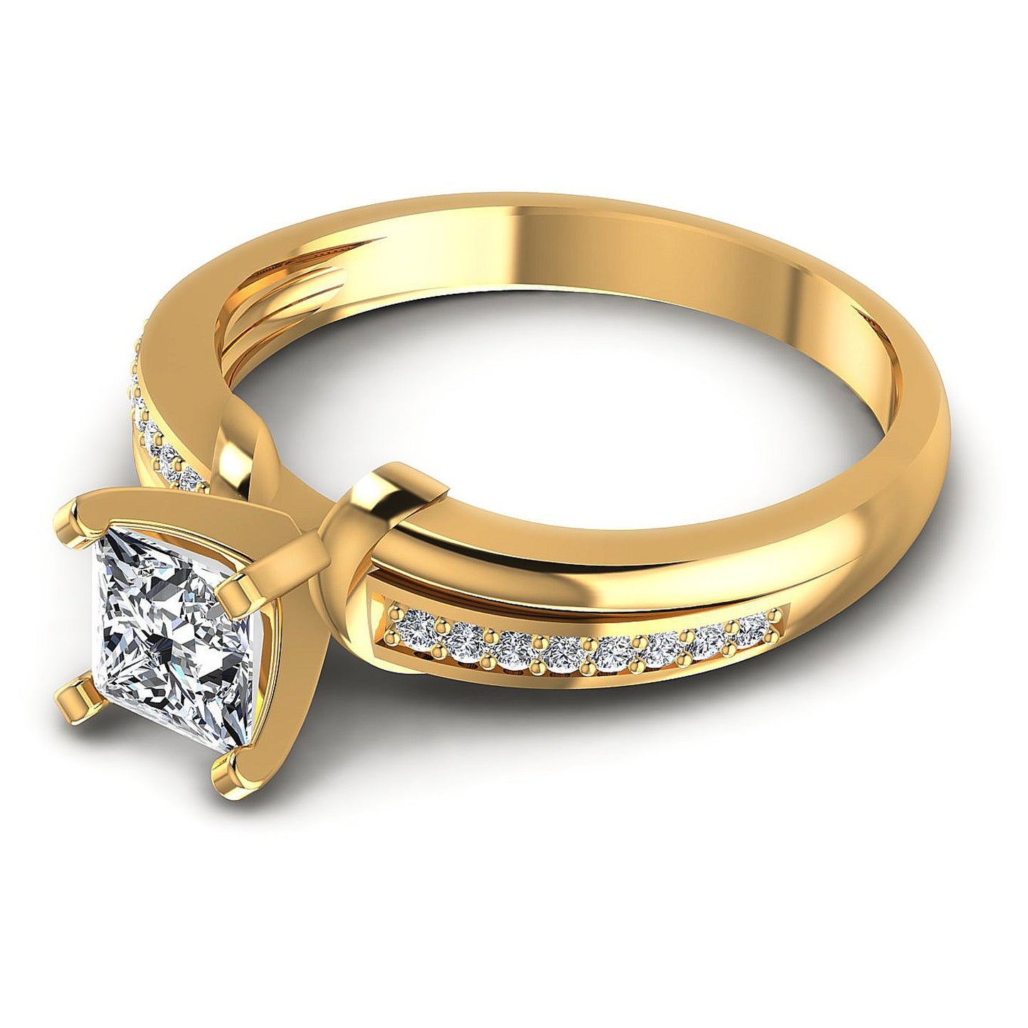 0.45CT Princess And Round Cut Diamonds Engagement Rings