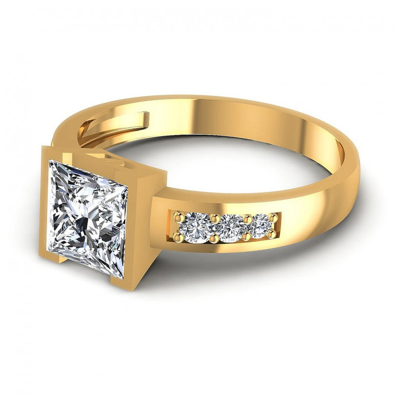 Princess and Round Diamonds 0.60CT Engagement Ring in 14KT Rose Gold