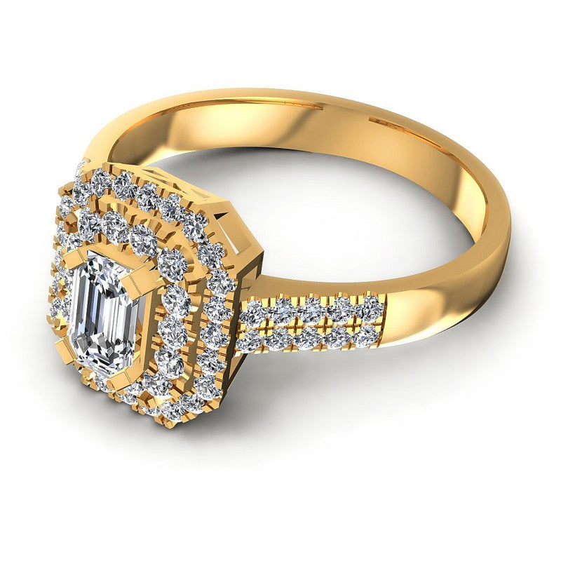 Round and Emerald Diamonds 0.95CT Halo Ring in 14KT Rose Gold