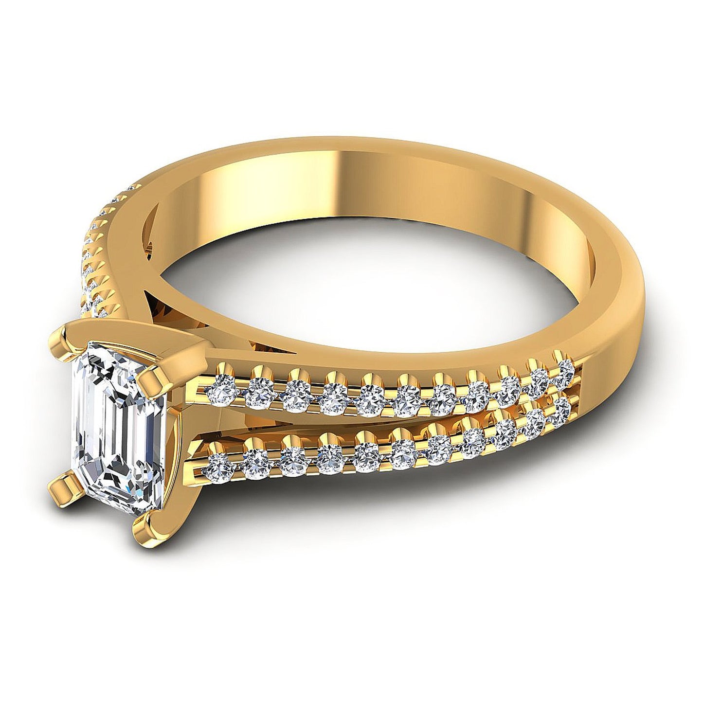 0.75CT Emerald And Round Cut Diamonds Engagement Rings
