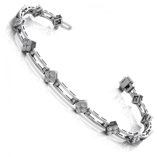 Round Diamonds 1.00CT Designer Diamond Bracelet in 14KT White Gold