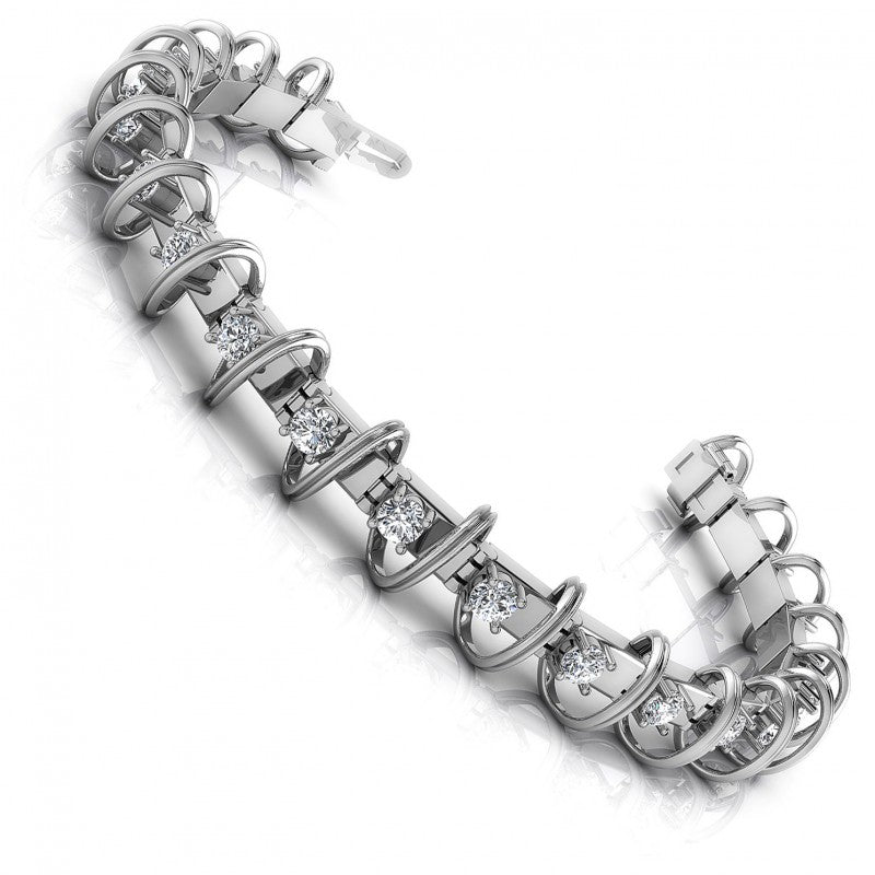 Round Cut Diamonds Tennis Bracelet in 14KT White Gold