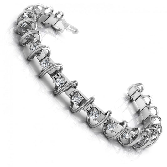 Round Cut Diamonds Tennis Bracelet in 14KT White Gold