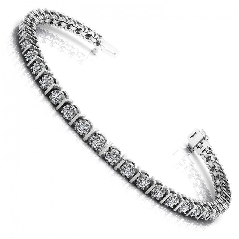 Round Cut Diamonds Tennis Bracelet in 14KT White Gold