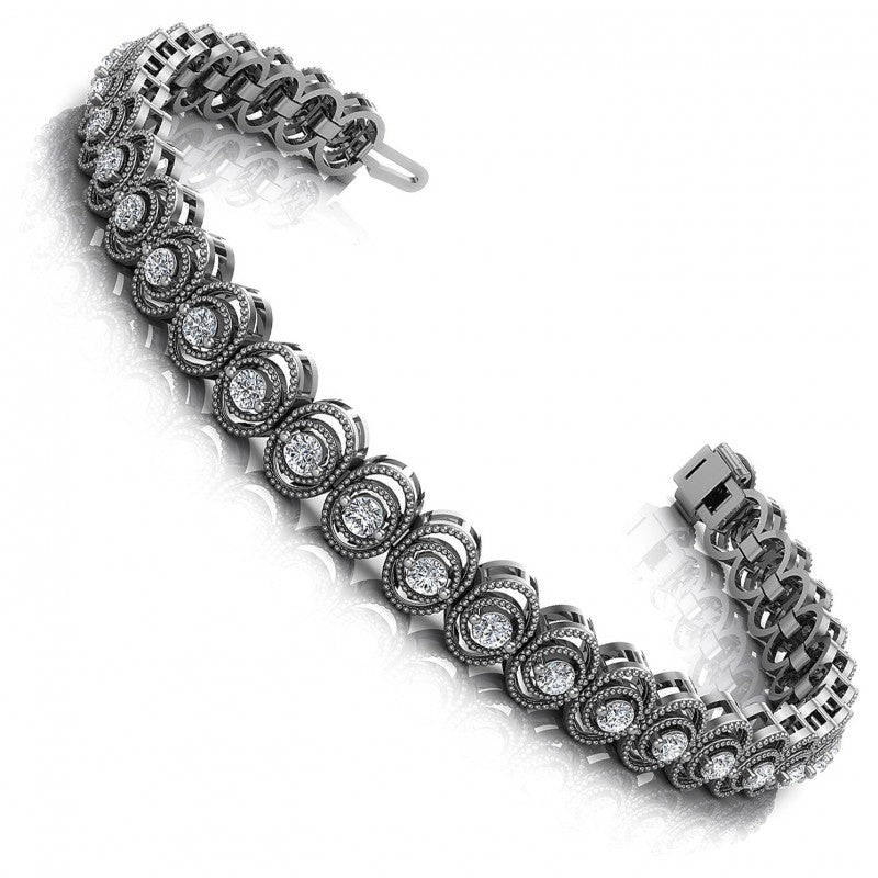Round Cut Diamonds Vintage Bracelet in 14KT White Gold