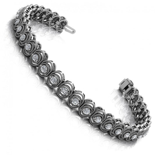 Round Cut Diamonds Vintage Bracelet in 14KT White Gold