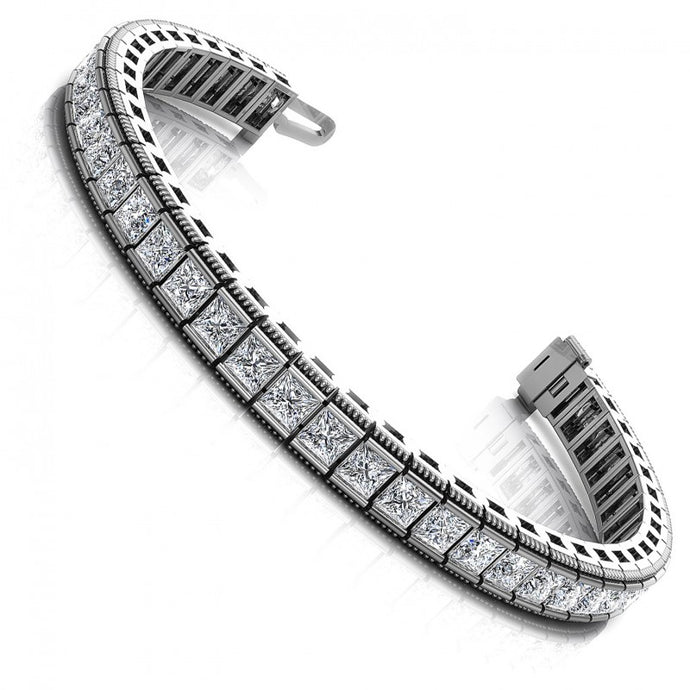 Princess Cut Diamonds Vintage Bracelet in 14KT White Gold