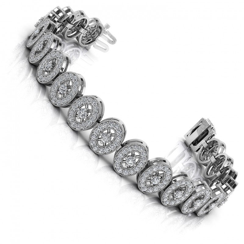 Round Cut Diamonds Vintage Bracelet in 14KT White Gold