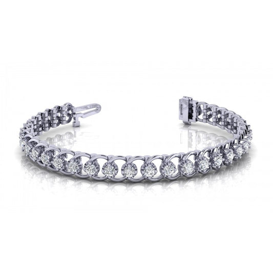 Round Cut Diamonds Tennis Bracelet in 14KT White Gold