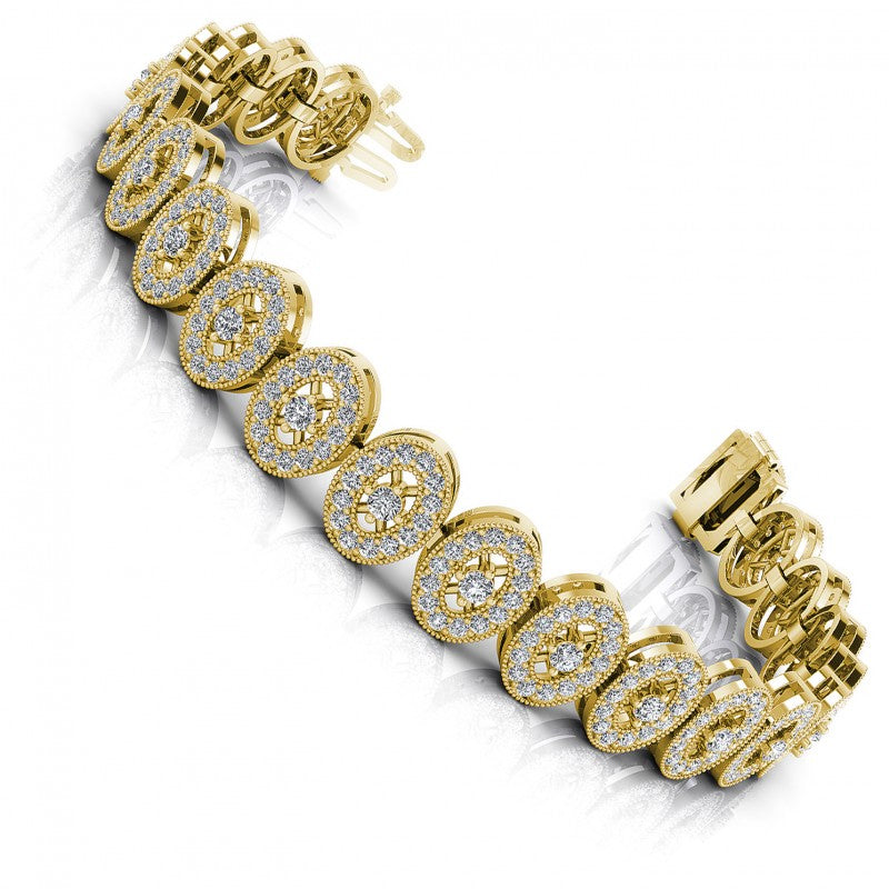 Round Cut Diamonds Vintage Bracelet in 14KT White Gold