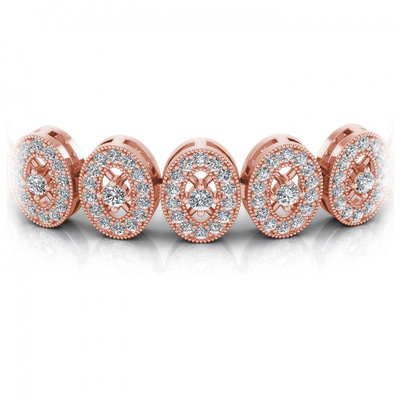 Round Cut Diamonds Vintage Bracelet in 18KT Yellow Gold