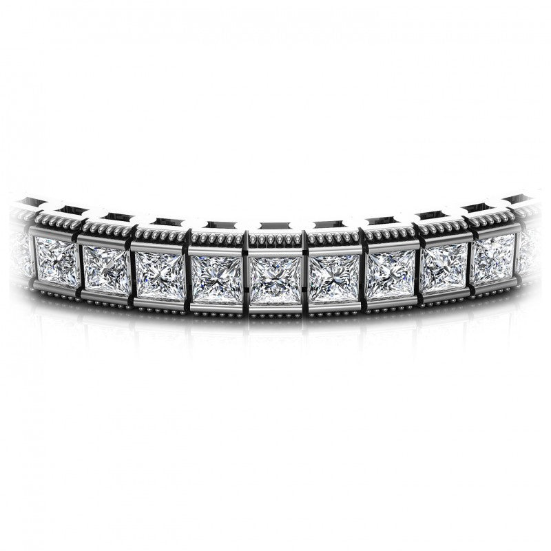 Princess Cut Diamonds Vintage Bracelet in 14KT Yellow Gold