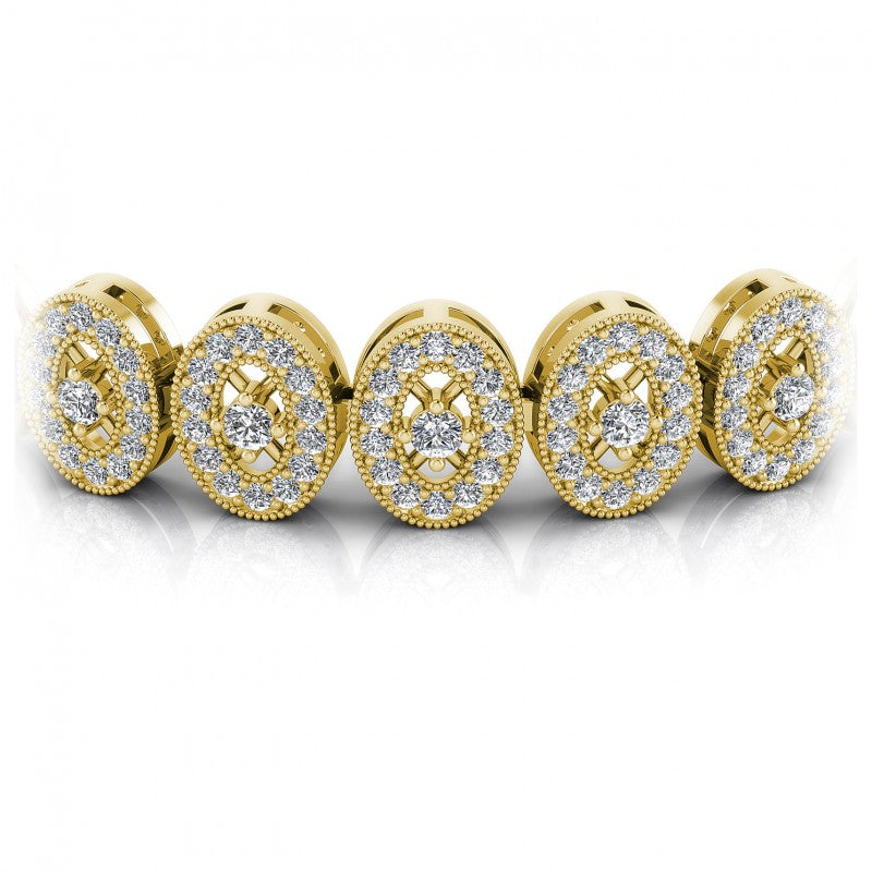 Round Cut Diamonds Vintage Bracelet in 14KT Yellow Gold