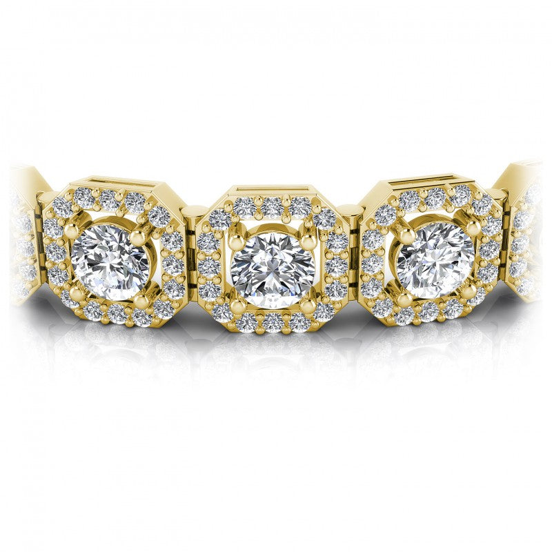 Round Cut Diamonds Vintage Bracelet in 14KT Yellow Gold