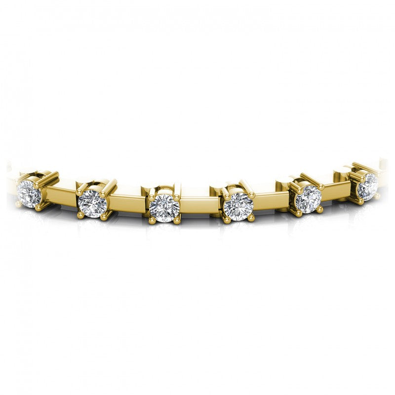 Round Diamonds 1.00CT Designer Diamond Bracelet in 14KT Yellow Gold