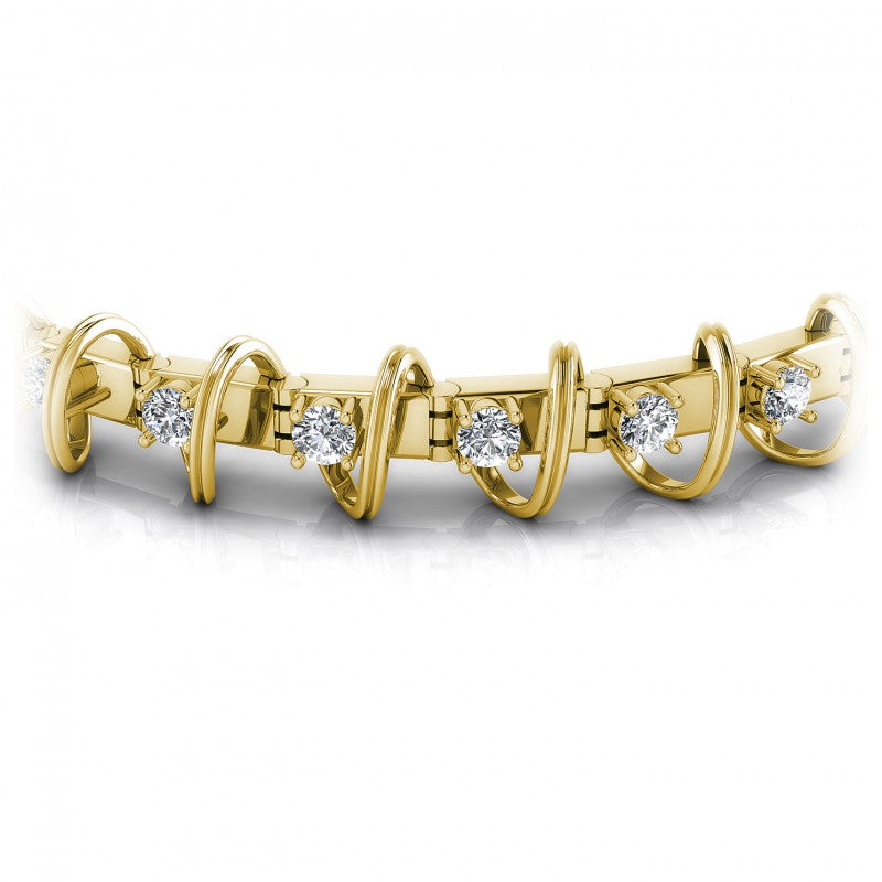 Round Cut Diamonds Tennis Bracelet in 14KT Yellow Gold