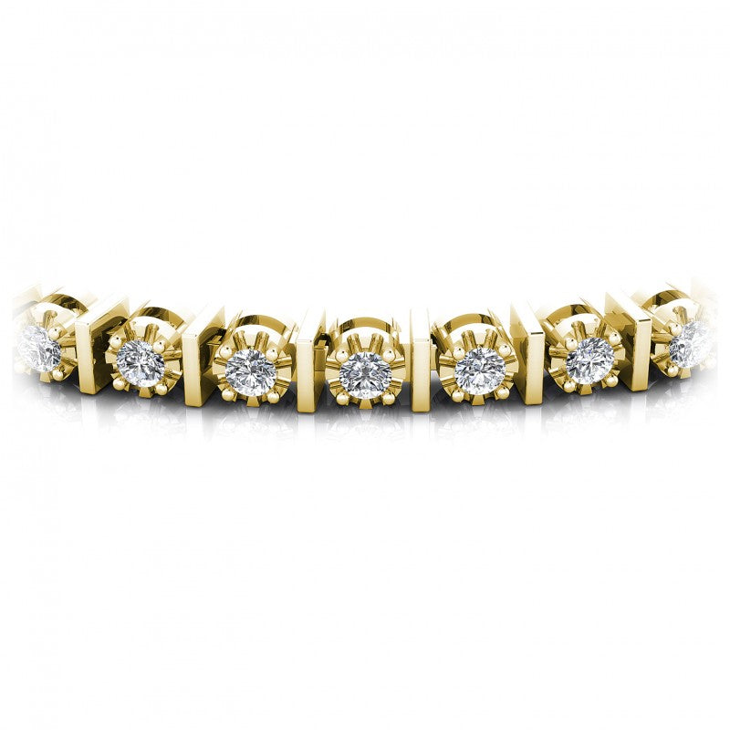 Round Cut Diamonds Tennis Bracelet in 14KT Yellow Gold