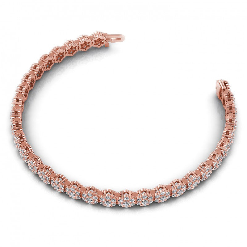 Round Cut Diamonds Vintage Bracelet in 18KT Rose Gold