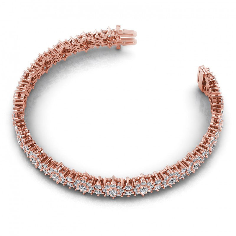Round Cut Diamonds Vintage Bracelet in 18KT Rose Gold