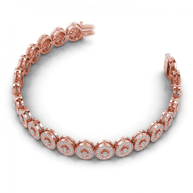 Round Cut Diamonds Vintage Bracelet in 18KT Rose Gold
