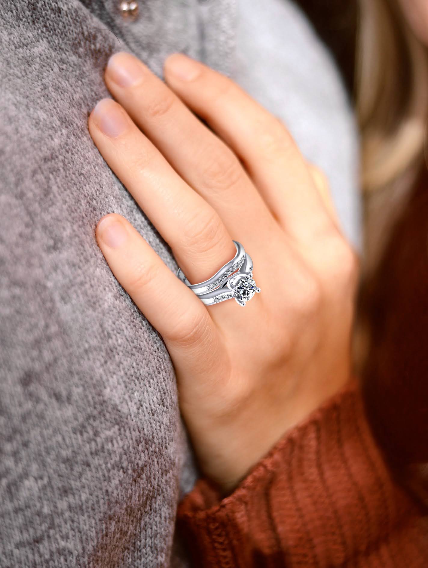 Bridal Sets 0.60-1.75CT Round Cut Diamonds