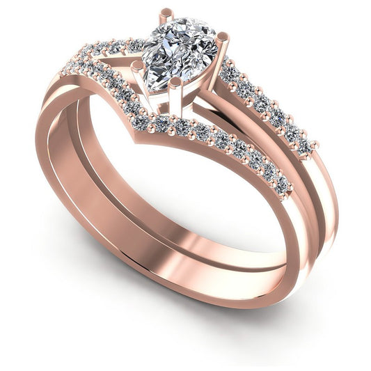 Round And Pear Cut Diamonds Bridal Set in 18KT White Gold
