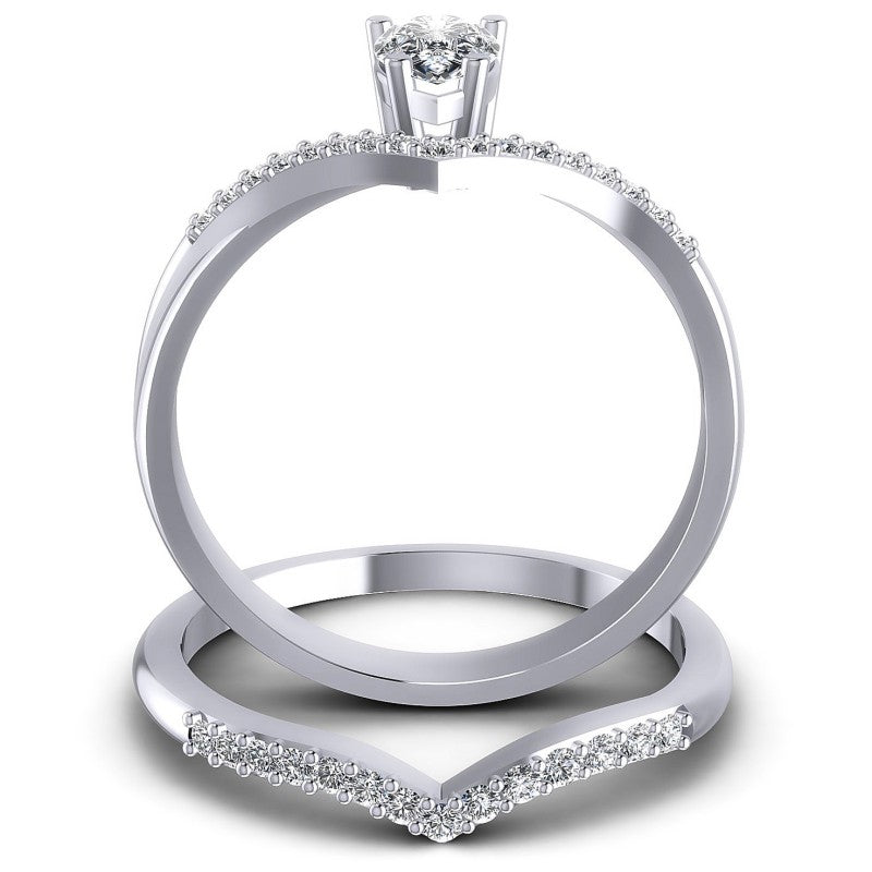 Round And Pear Cut Diamonds Bridal Set in 14KT Yellow Gold
