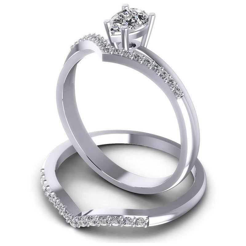 Round And Pear Cut Diamonds Bridal Set in 14KT Rose Gold
