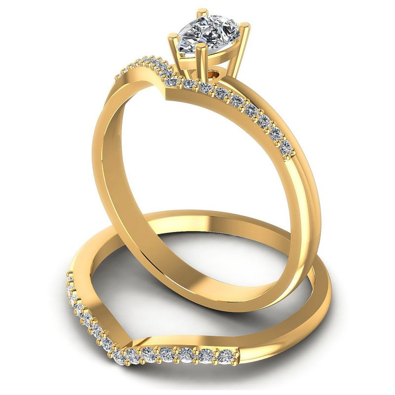 Round And Pear Cut Diamonds Bridal Set in 14KT Rose Gold