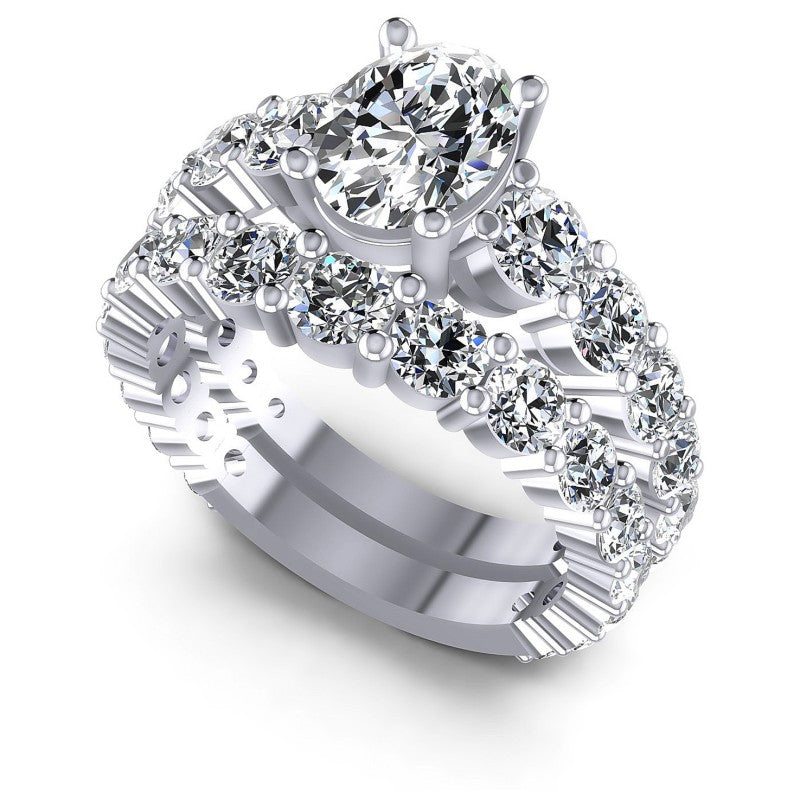 Oval And Round Cut Diamonds Bridal Set in 14KT White Gold
