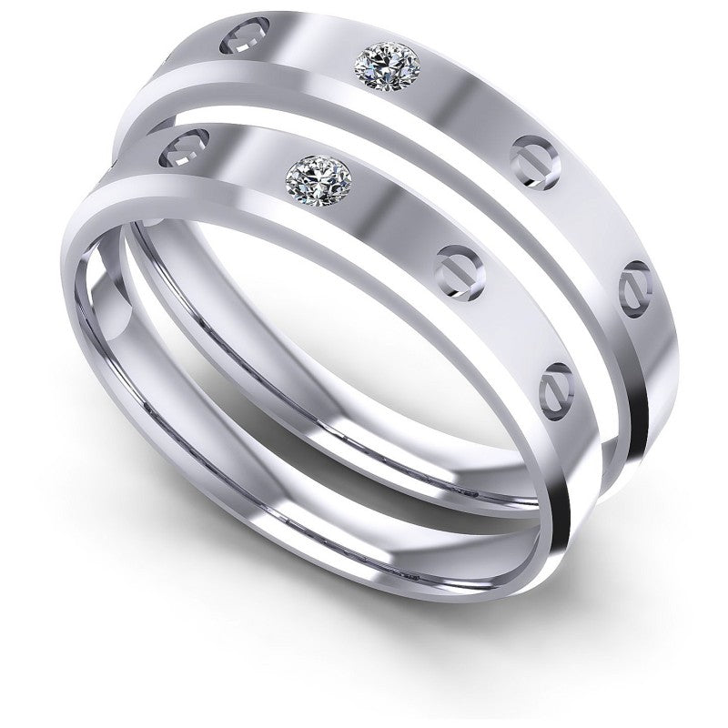 Round Cut Diamonds Wedding Sets in 14KT White Gold