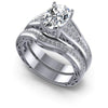 Round and Oval Diamonds 1.60CT Bridal Set in 14KT White Gold