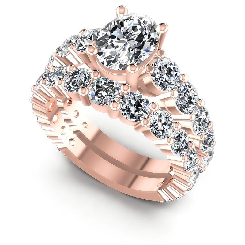 Round And Oval Cut Diamonds Bridal Set in 18KT White Gold
