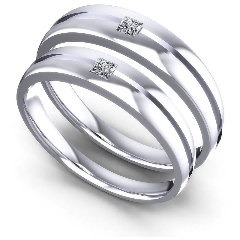 Princess Cut Diamonds Wedding Sets in 14KT White Gold