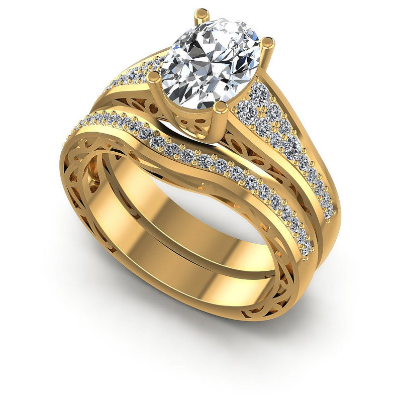 Round and Oval Diamonds 1.60CT Bridal Set in 14KT White Gold
