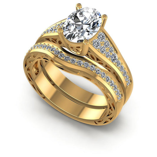 Round and Oval Diamonds 1.60CT Bridal Set in 14KT White Gold