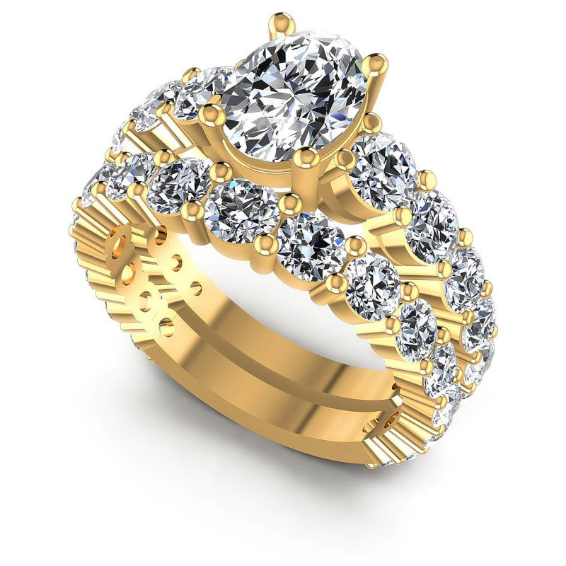 Round And Oval Cut Diamonds Bridal Set in 14KT White Gold