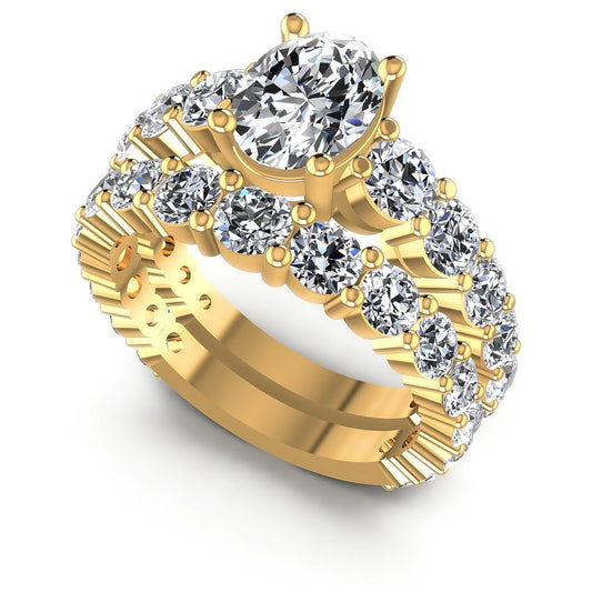 Round And Oval Cut Diamonds Bridal Set in 14KT White Gold