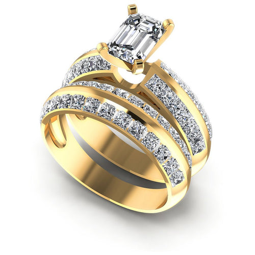 Princess And Emerald Cut Diamonds Bridal Set in 14KT White Gold
