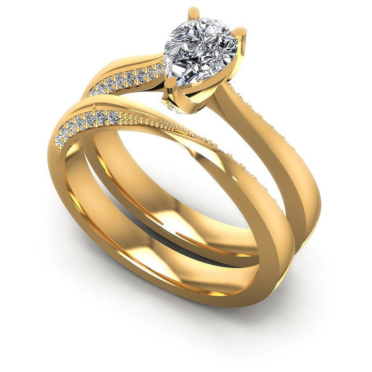 Round And Pear Cut Diamonds Bridal Set in 14KT White Gold