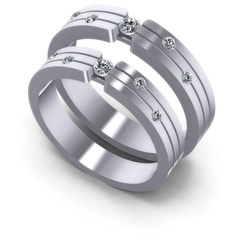 Round Cut Diamonds Wedding Sets in 14KT White Gold