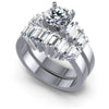 Round And Baguette Cut Diamonds Bridal Set in 14KT White Gold