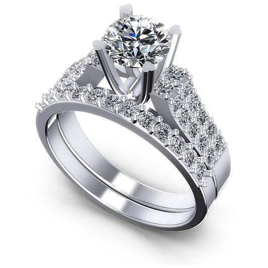 Round Diamonds 1.35CT Bridal Set in 14KT White Gold