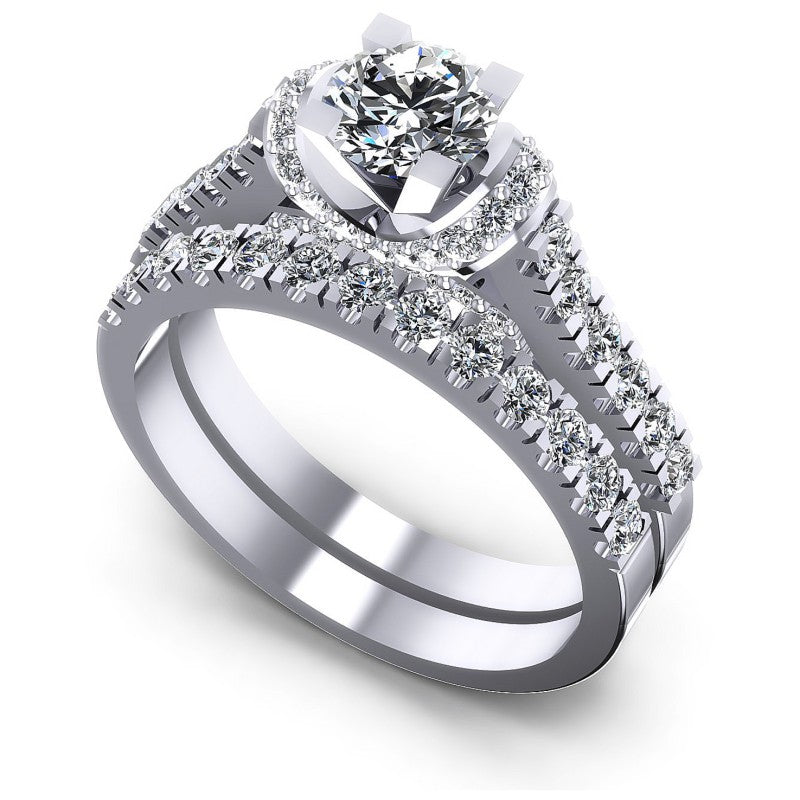 Round Diamonds 1.20CT Bridal Set in 14KT White Gold