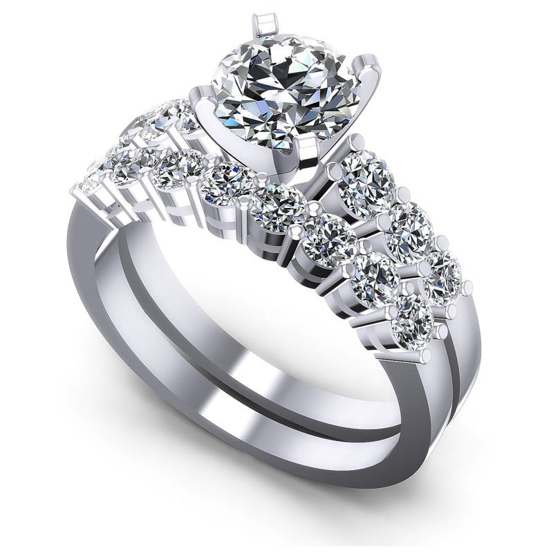 Round Diamonds 1.55CT Bridal Set in 14KT White Gold