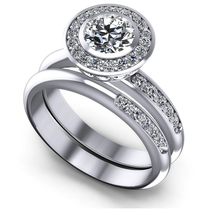 Round Diamonds 1.05CT Bridal Set in 14KT White Gold