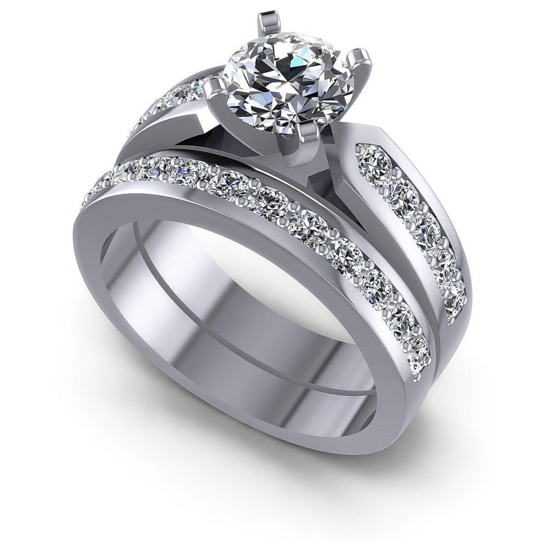 Round Diamonds 1.35CT Bridal Set in 14KT White Gold