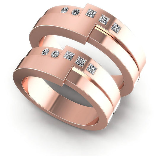 Round And Princess Cut Diamonds Wedding Sets in 18KT White Gold